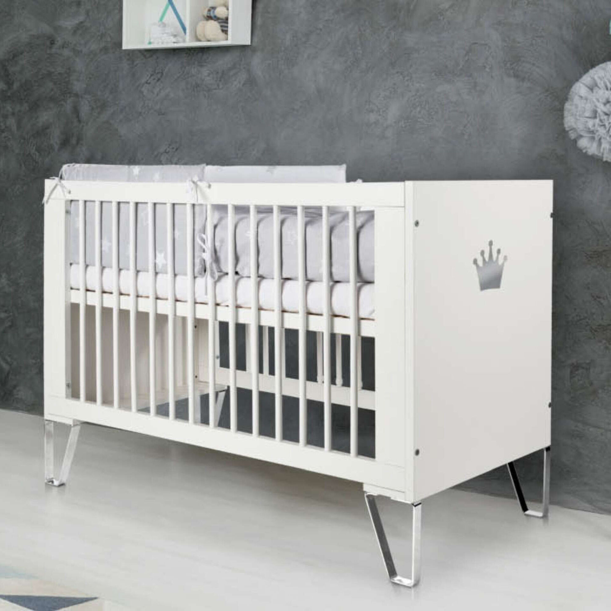 Cama de Grades Evolutiva Madeira 140x70cm Branco Blanka Cama de Grades Evolutiva Madeira 140x70cm Branco Blanka