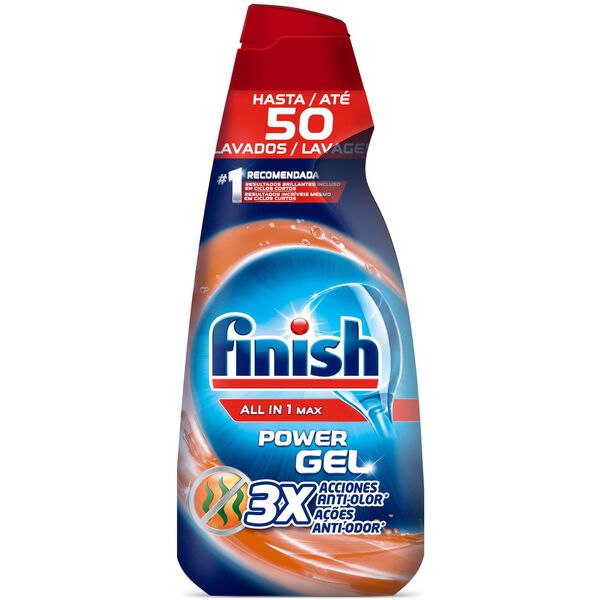 Detergente Máquina Loiça Power Gel All in 1 Frescura Anti Odores Finish