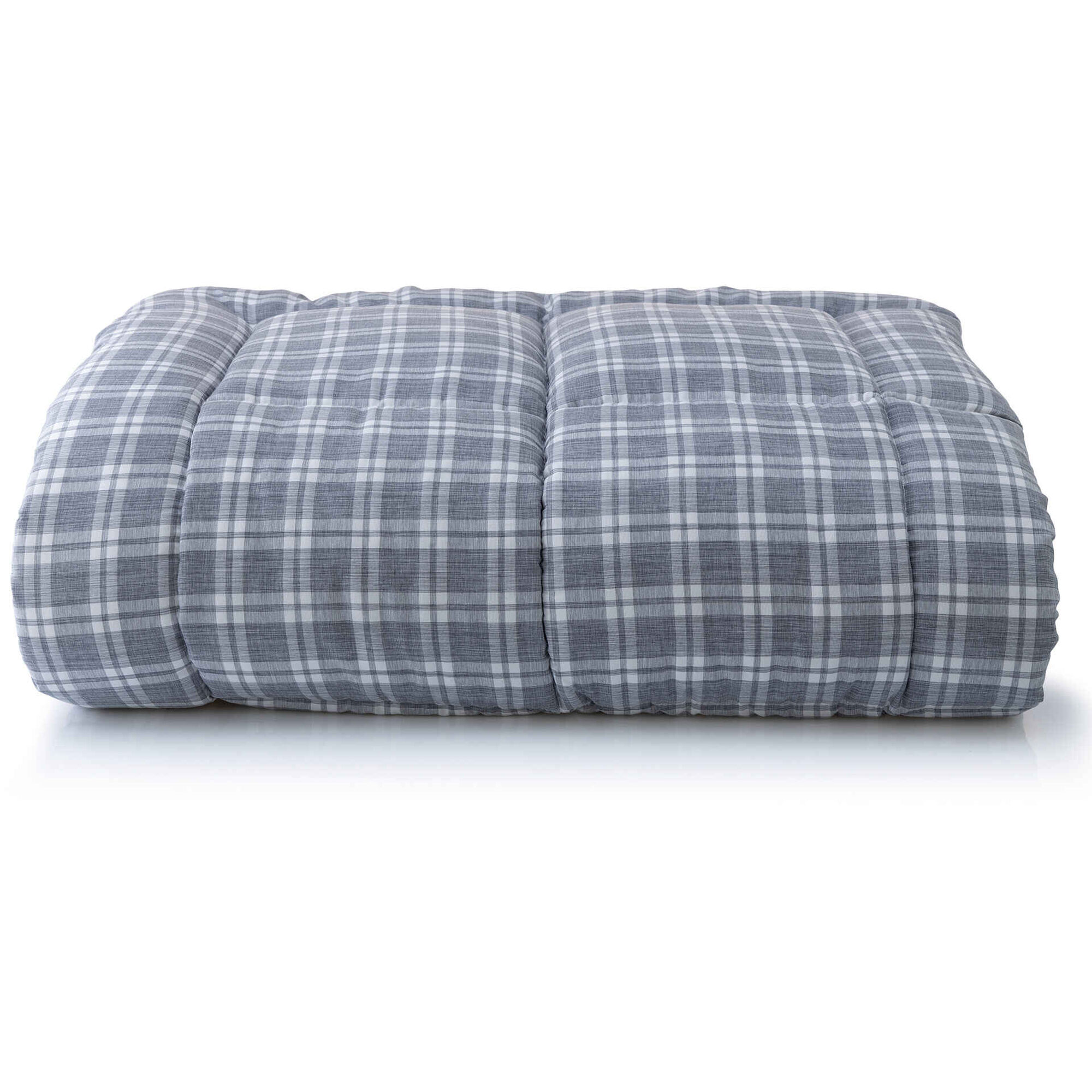Edred&atilde;o Xadrez 220x240cm Washed Cinza Kasa