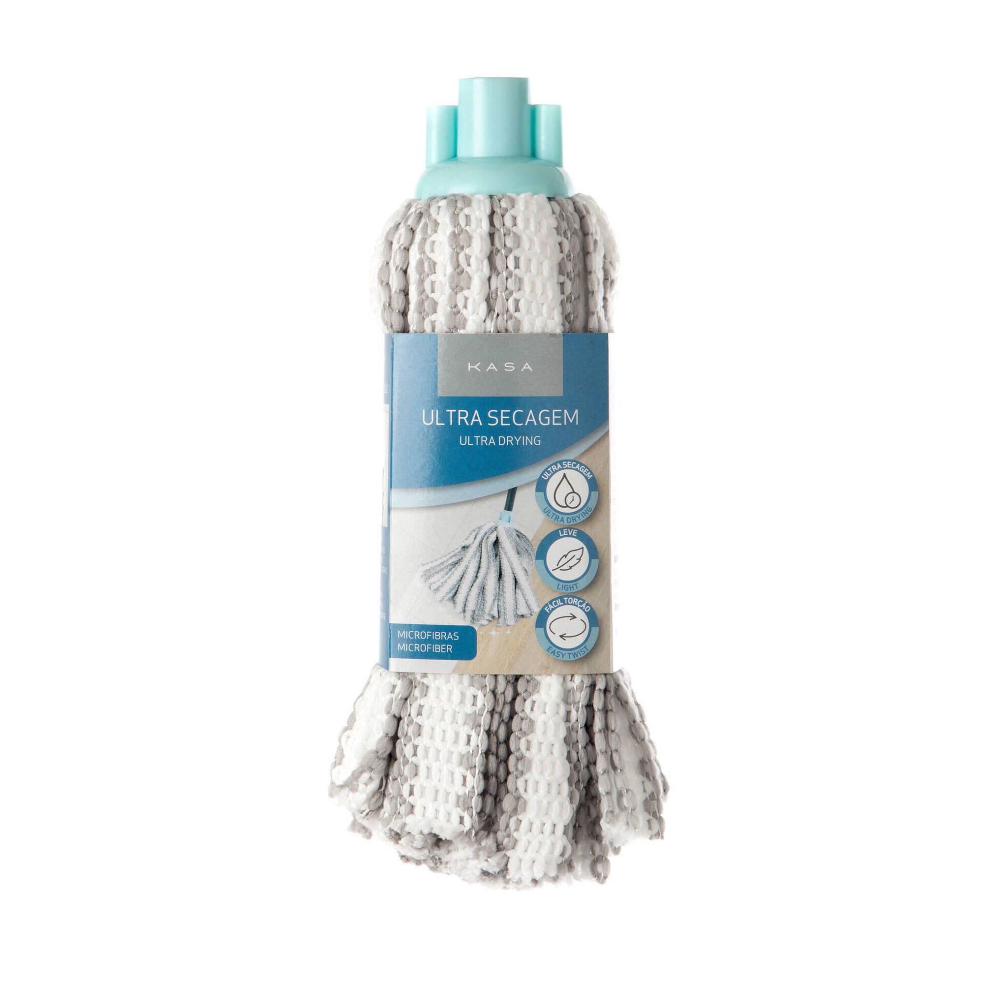 Recarga Esfregona Tiras Microfibra Cruzadas Brancas e Cinzas Recarga Esfregona Tiras Microfibra Cruzadas Brancas e Cinzas