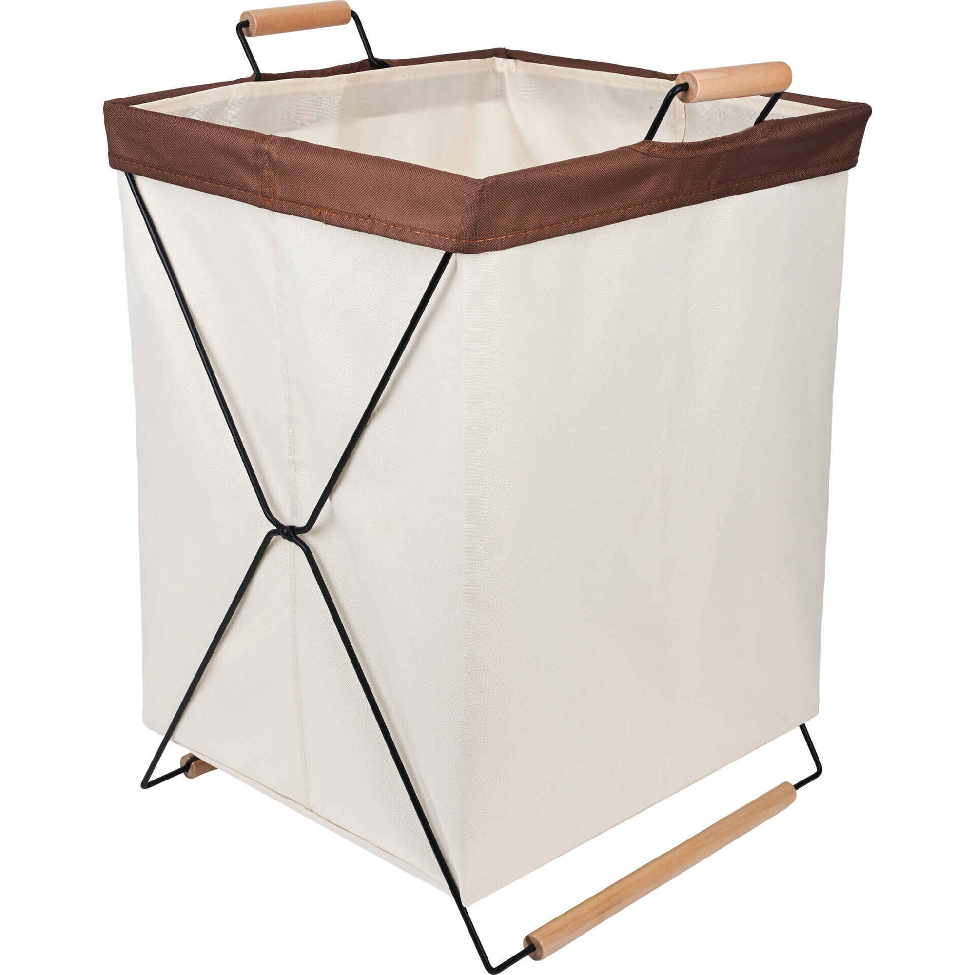 Cesto Roupa com Suporte Metal Bege Kasa