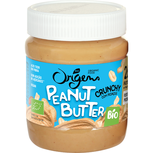 Manteiga de Amendoim Crunchy sem Glúten Origens Bio