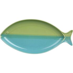 Travessa Oval 36,9x18x3cm Peixe Verde e Azul