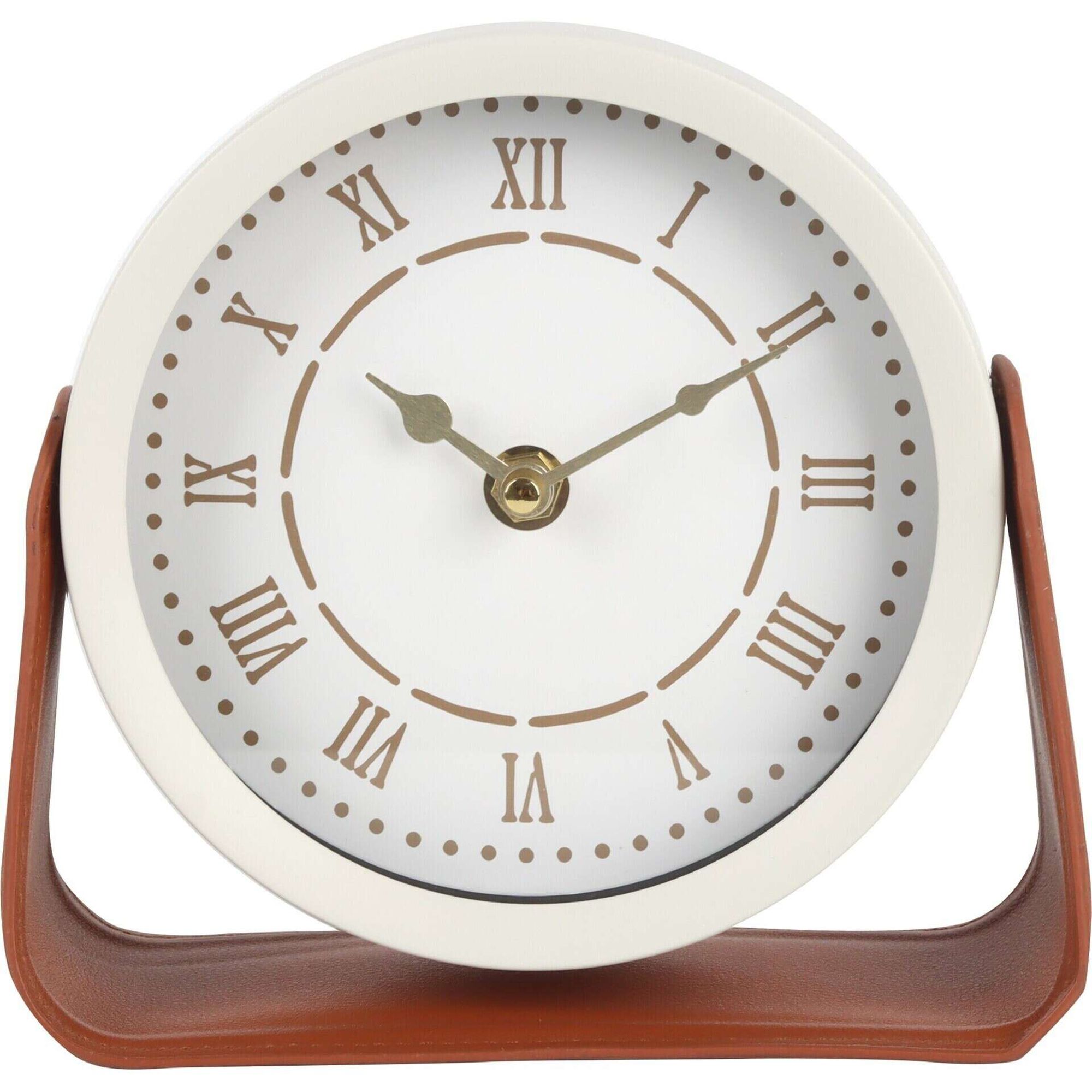 Relógio 17cm Branco com Base em Pele