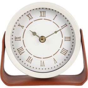 Relógio 17cm Branco com Base em Pele