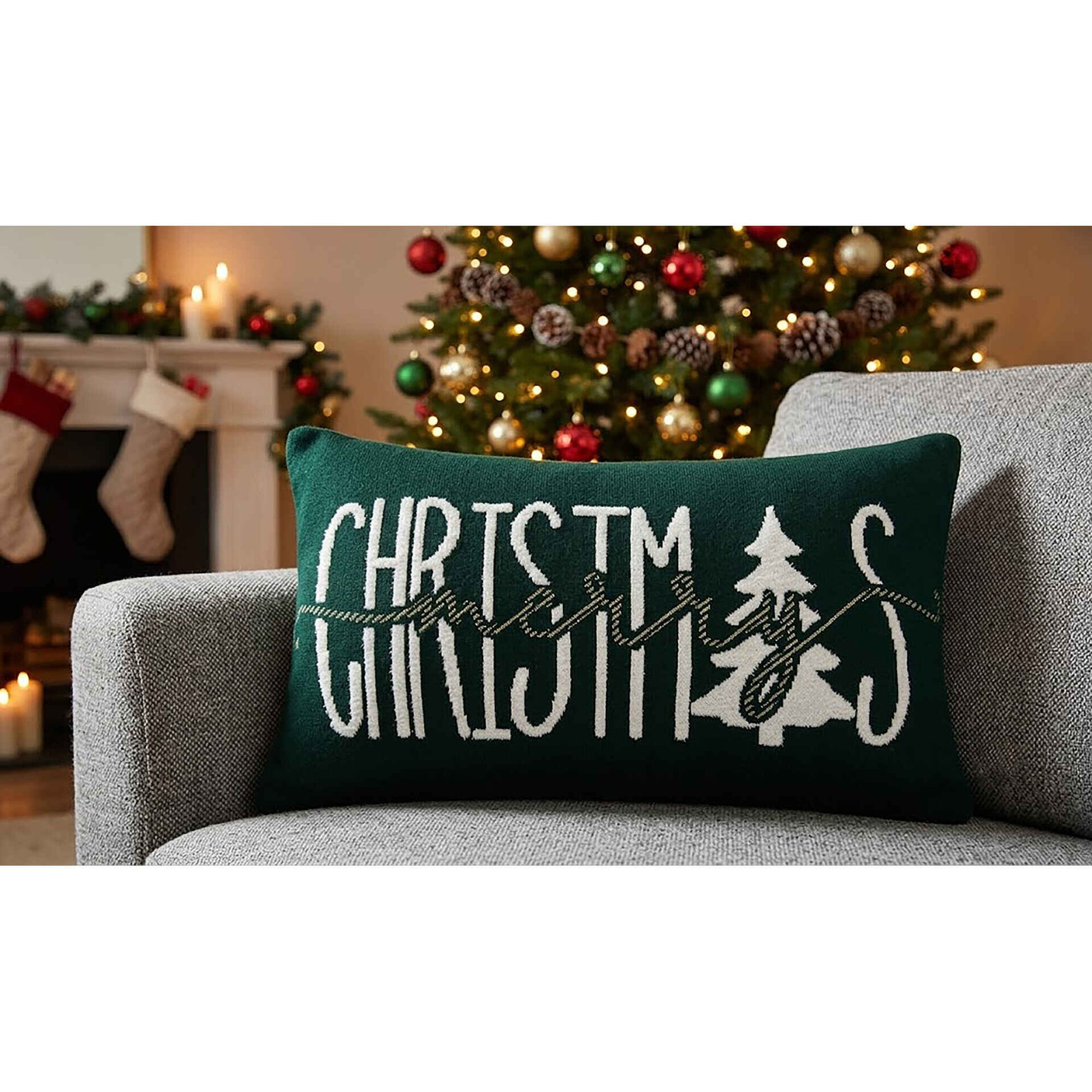 Almofada Christmas 50x30cm Verde Kasa