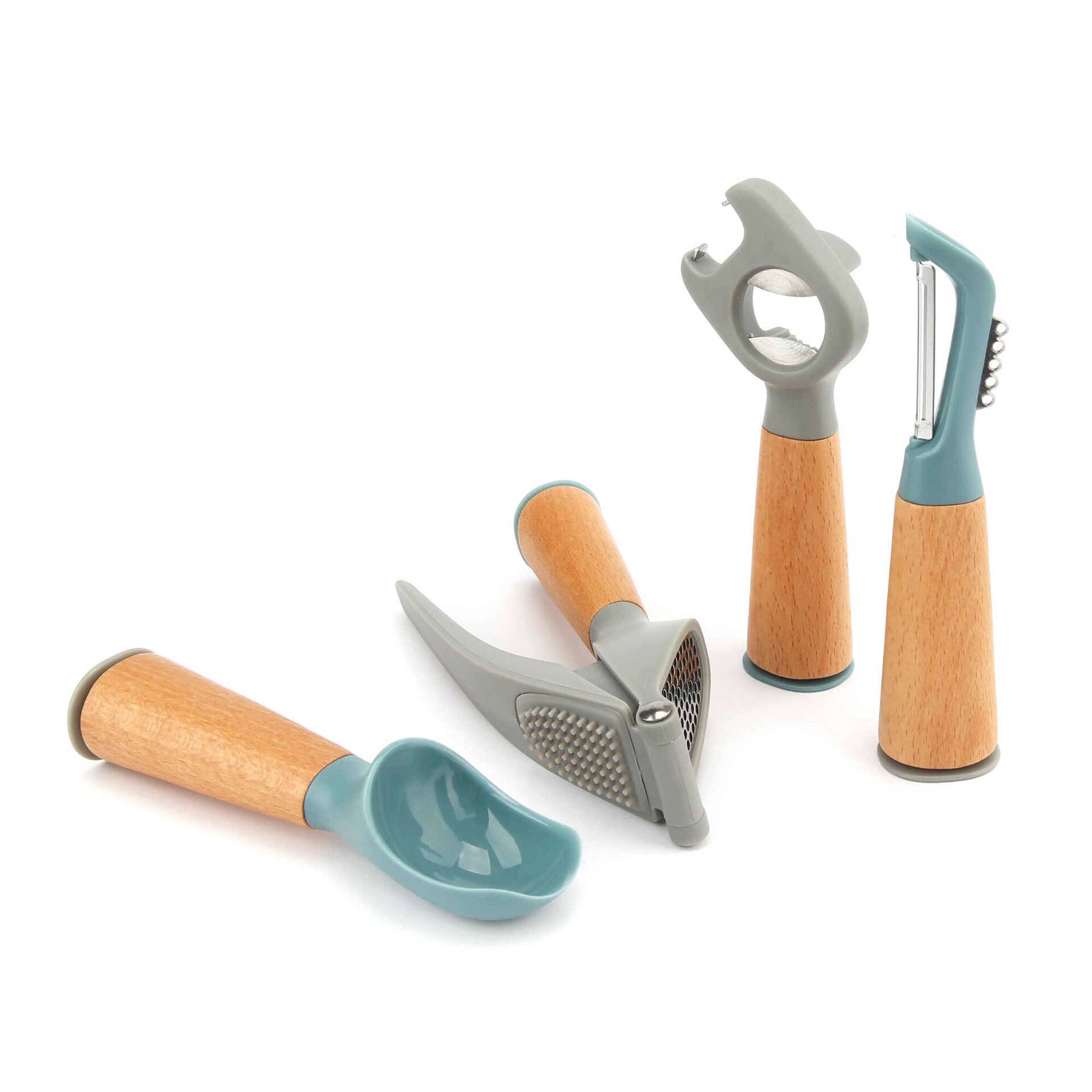 Conjunto 4 Utensílios de Cozinha Azul e Cinza My Kitchen Conjunto 4 Utensílios de Cozinha Azul e Cinza My Kitchen