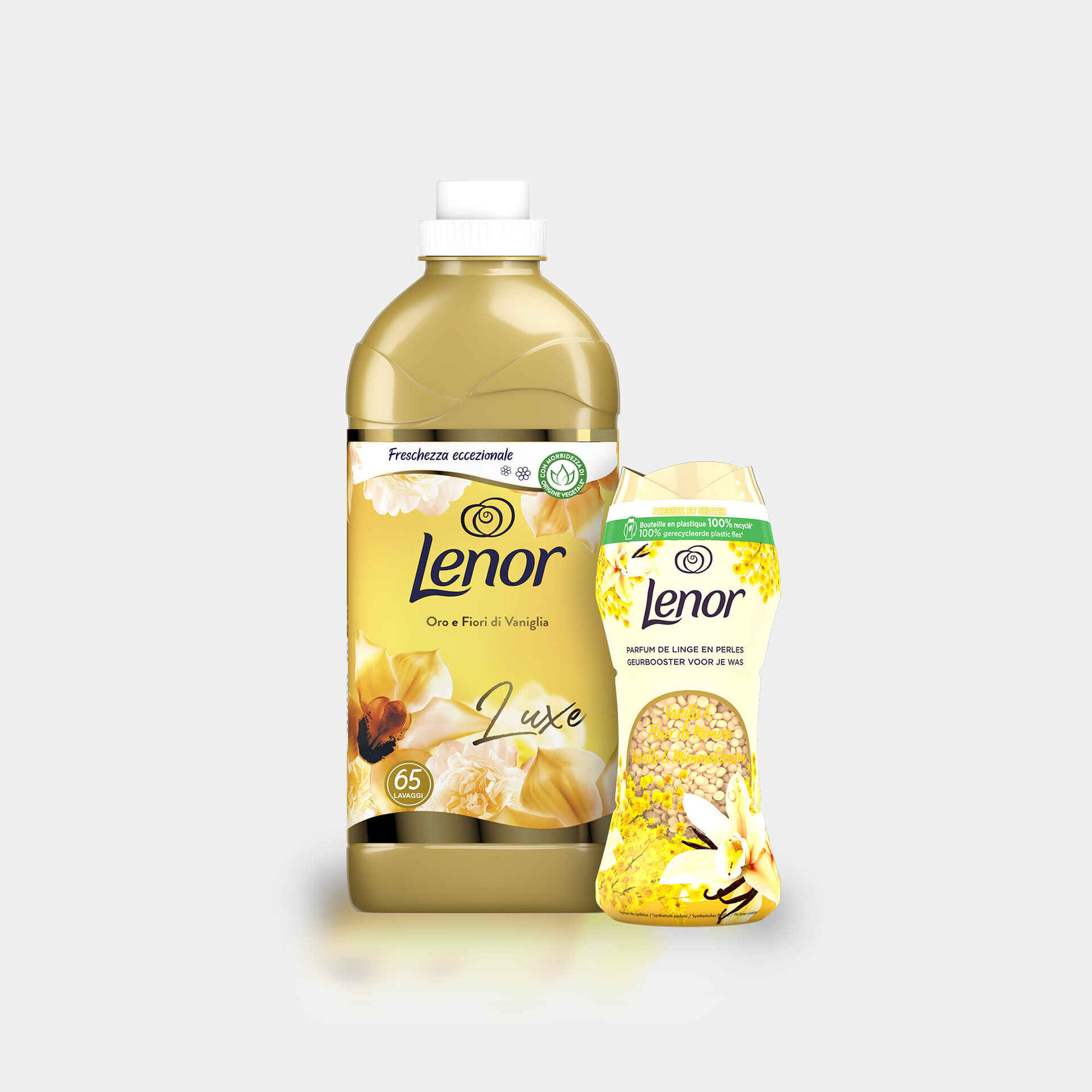 Amaciador Roupa Concentrado Ouro e Baunilha + Intensificador Perfume Pérolas Amaciador Roupa Concentrado Ouro e Baunilha + Intensificador Perfume Pérolas