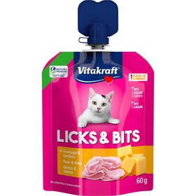 Snack para Gato Licks&Bits Cremoso Fiambre e Queijo Vitakraft
