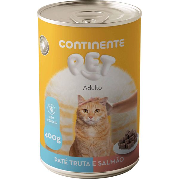 Comida Húmida para Gato Adulto Sem Cereais Paté Truta e Salmão Continente Pet