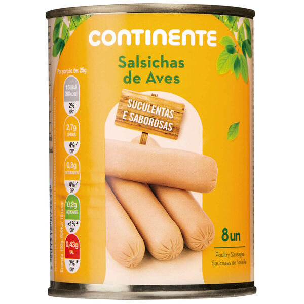 Salsichas de Aves Lata 8 un Continente