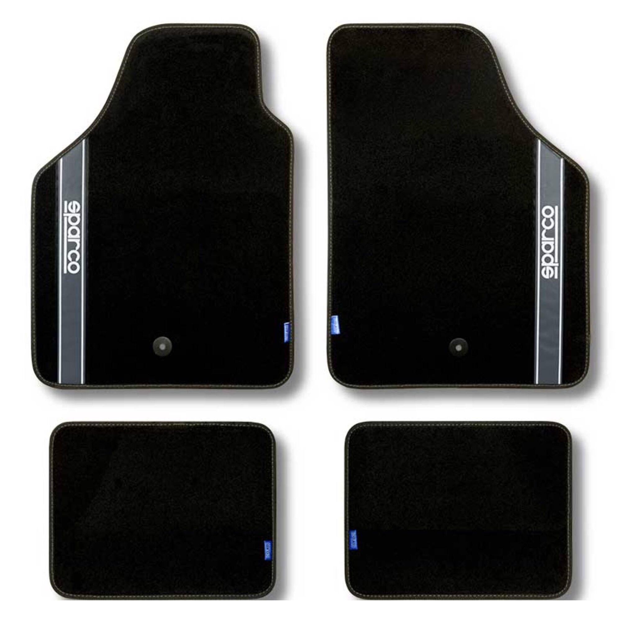 Conjunto 4 Tapetes Alcatifa Preto/Cinza