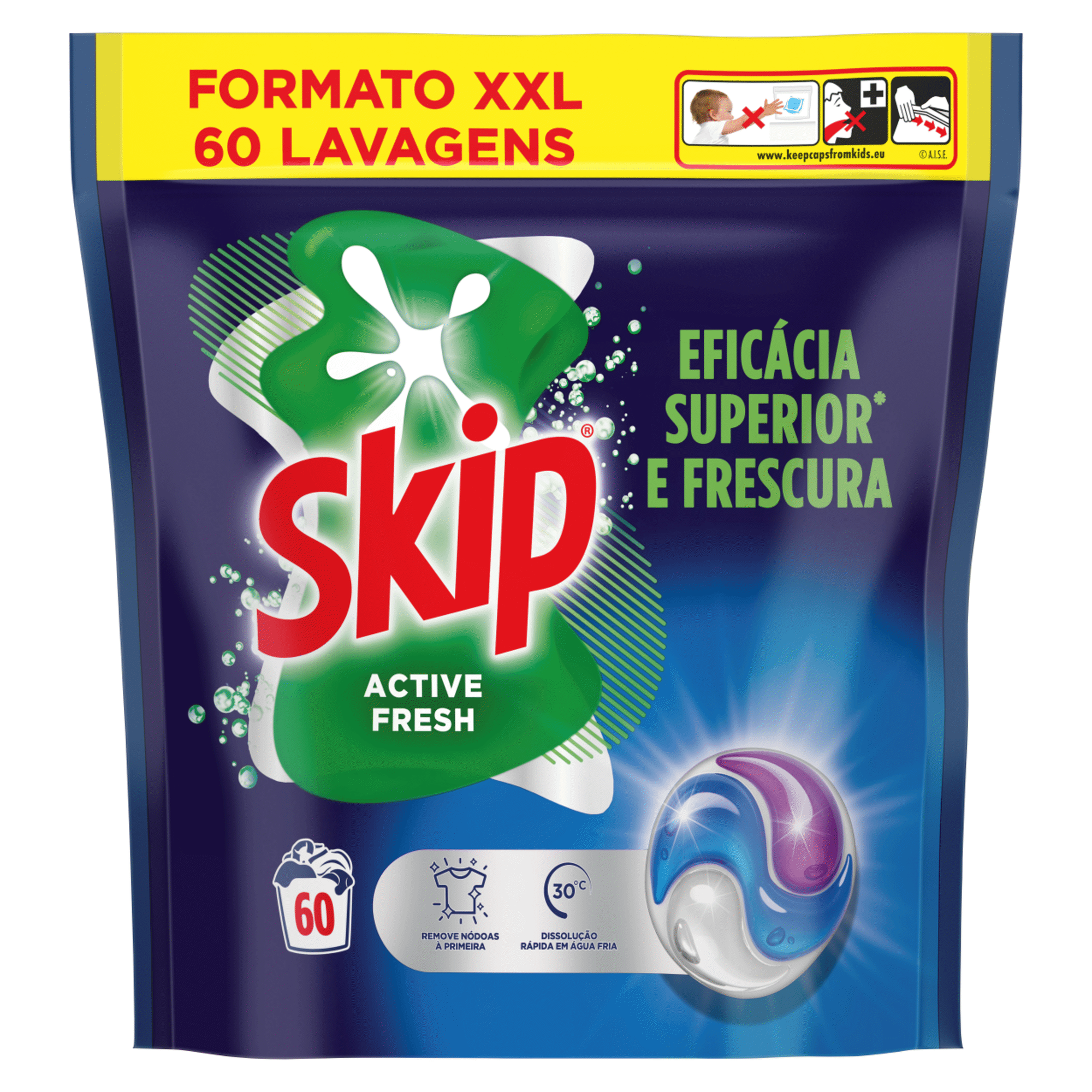 Detergente M&aacute;quina Roupa C&aacute;psulas Active Fresh Skip