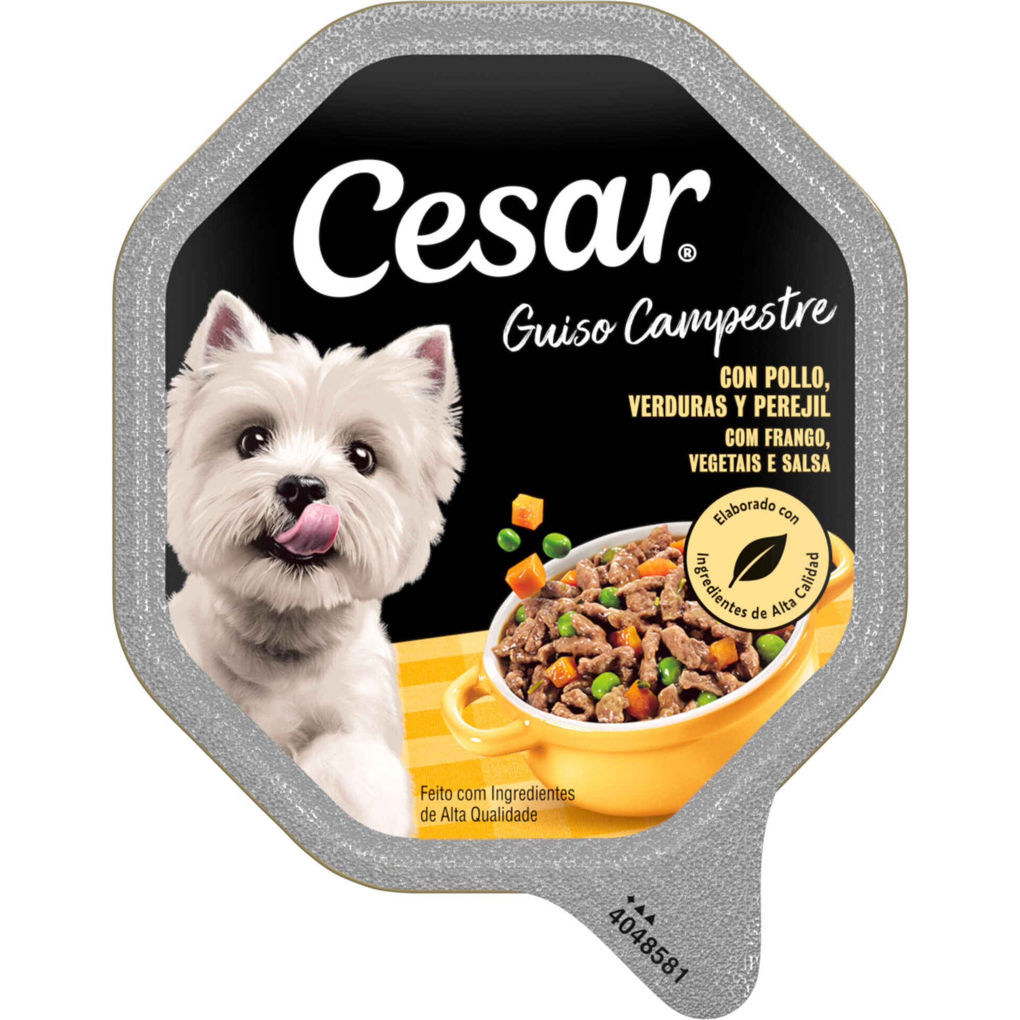 Comida H&uacute;mida para C&atilde;o Adulto Frango, Vegetais e Salsa Cesar
