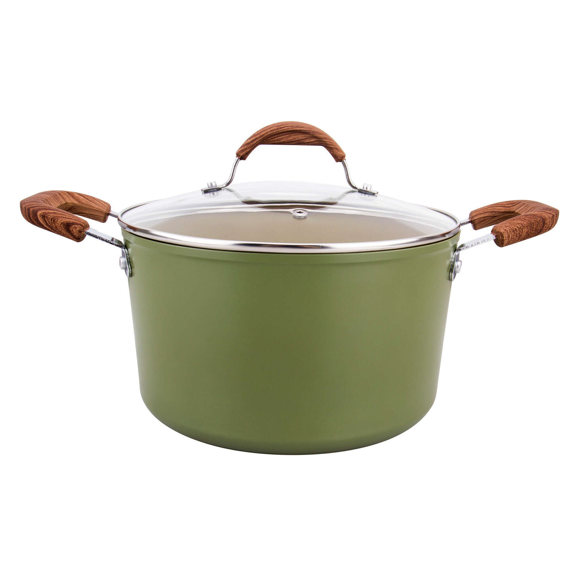 Ca&ccedil;arola Antiaderente Alum&iacute;nio com Asas 24cm Verde Oliveira Gourmet Kasa