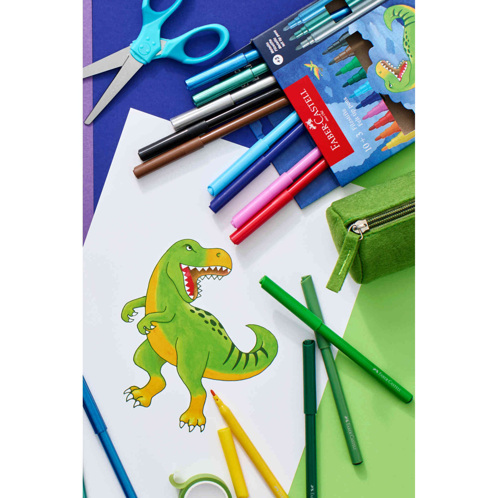 Marcadores de Colorir Dinossauro Faber-Castell