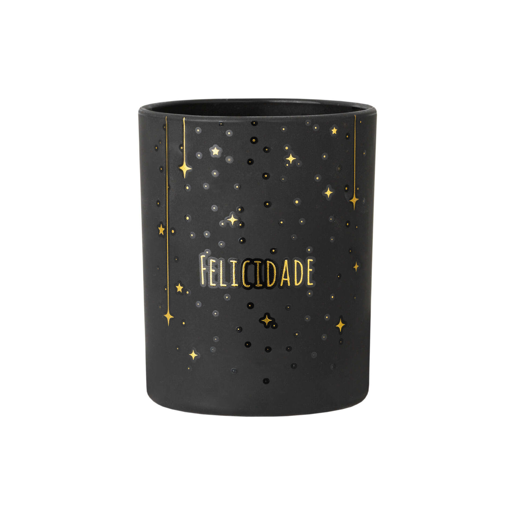 Vela em Copo 165g Preta Felicidade
