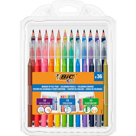 Conjunto para Colorir - L&aacute;pis de Cor, L&aacute;pis de Cera, Canetas de Feltro Bic