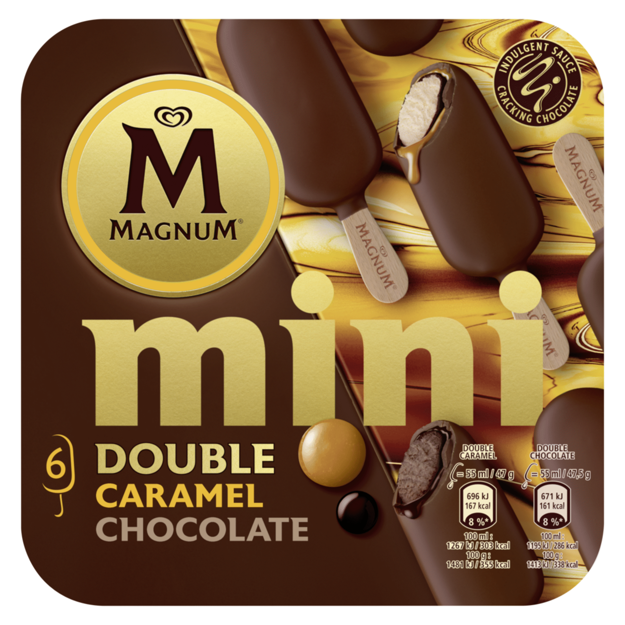 Gelado Mini Double Caramelo e Chocolate Magnum