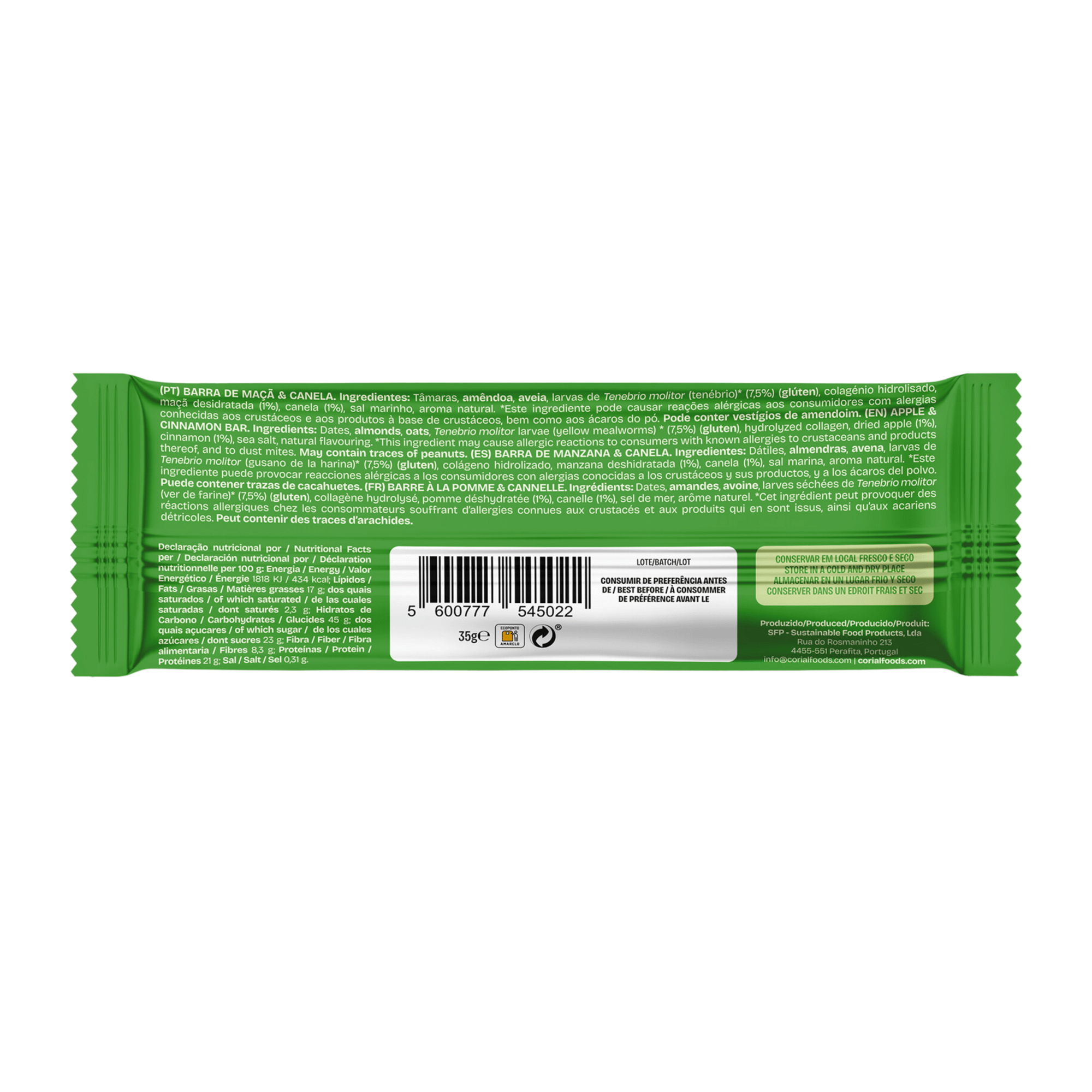 Barra Proteica Tenebrio, Ma&ccedil;&atilde; e Canela