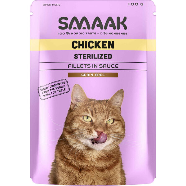 Comida Húmida para Gato Adulto Esterilizado Sem Cereais Frango Saquetas Smaak