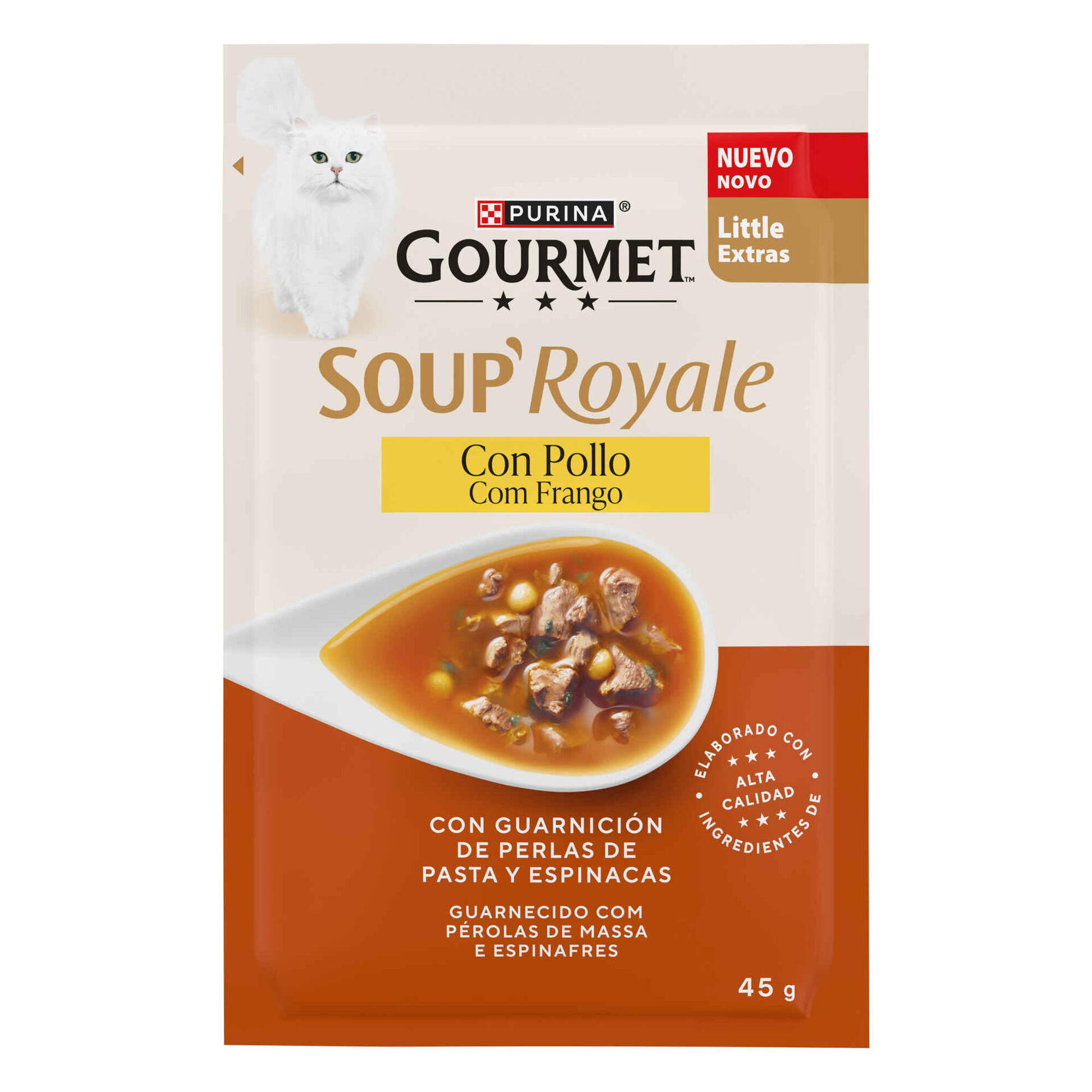 Snack L&iacute;quido para Gato Adulto Soup Royale Frango Purina Gourmet