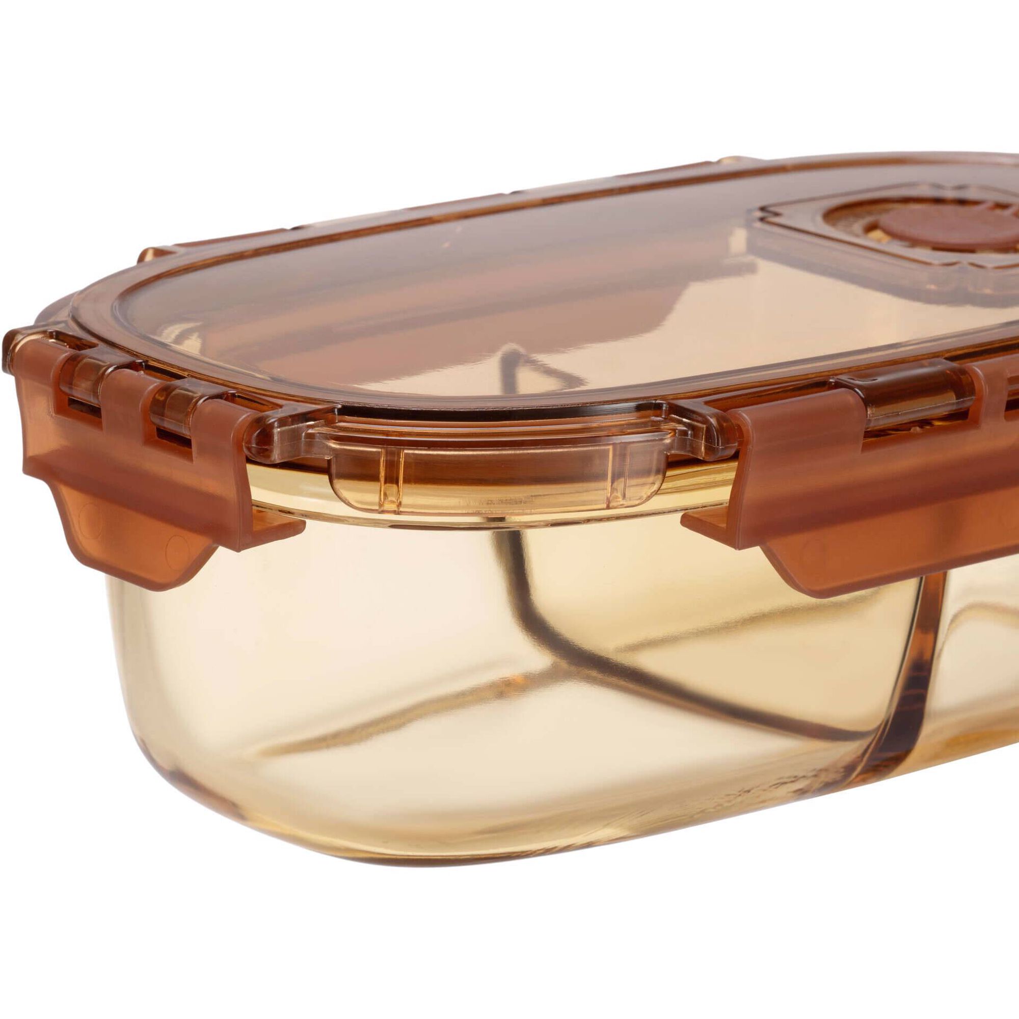 Caixa Vidro para Refeição com Divisórias 750ml Ambar Caixa Vidro para Refeição com Divisórias 750ml Ambar