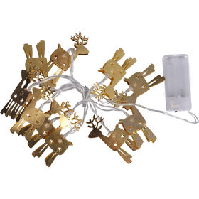 Luzes a Pilhas Renas Douradas