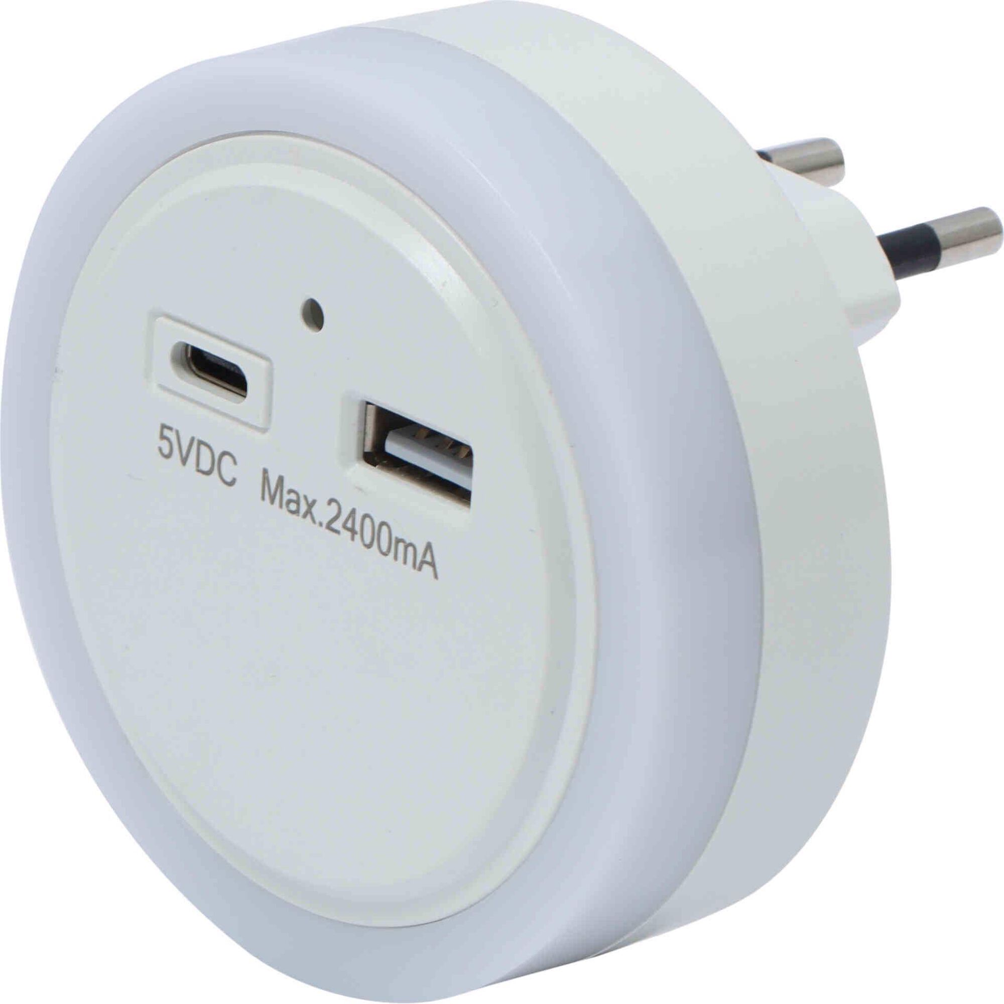 Luz de Presença Plug com USB Branca Luz de Presença Plug com USB Branca