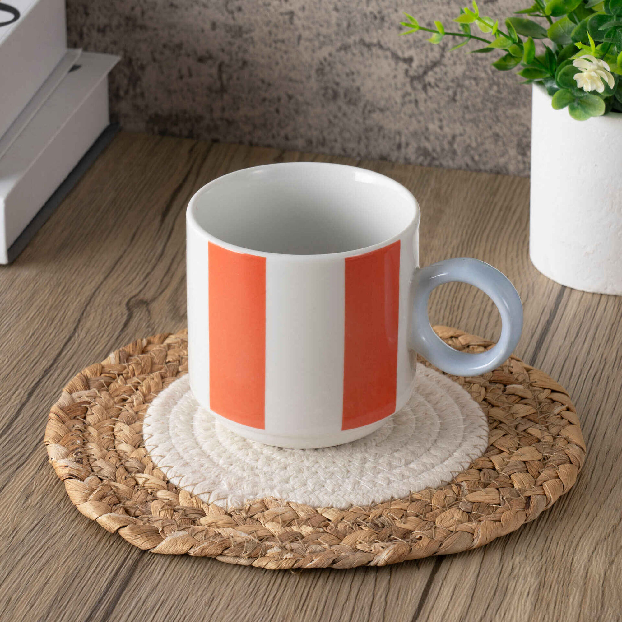 Caneca 320ml Riscas Laranjas Kasa