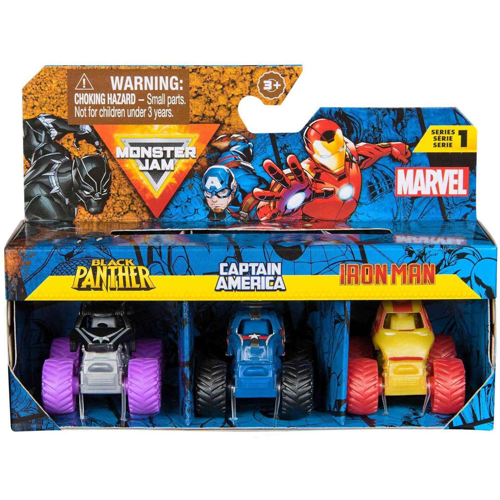 Monster Jam - Pack 3 Carros Mini Marvel