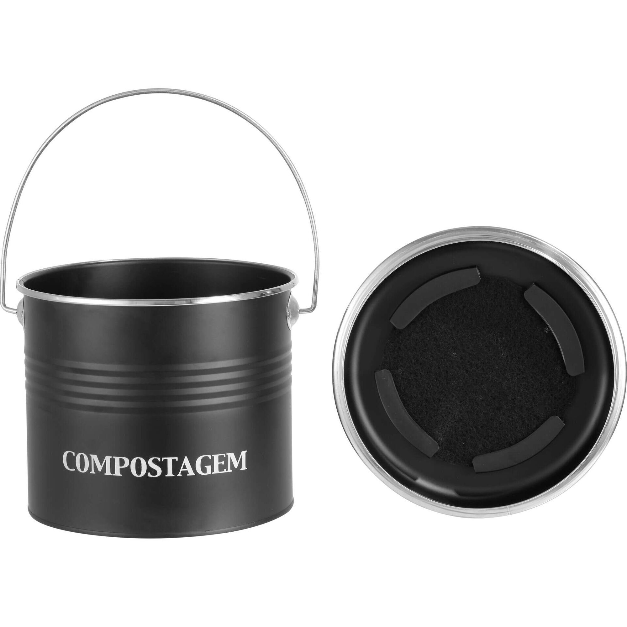 Balde Compostagem Ferro 21x18cm Preto