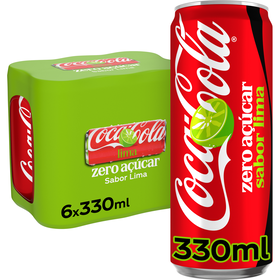 Refrigerante com G&aacute;s em Lata Cola Zero Lima Coca-Cola