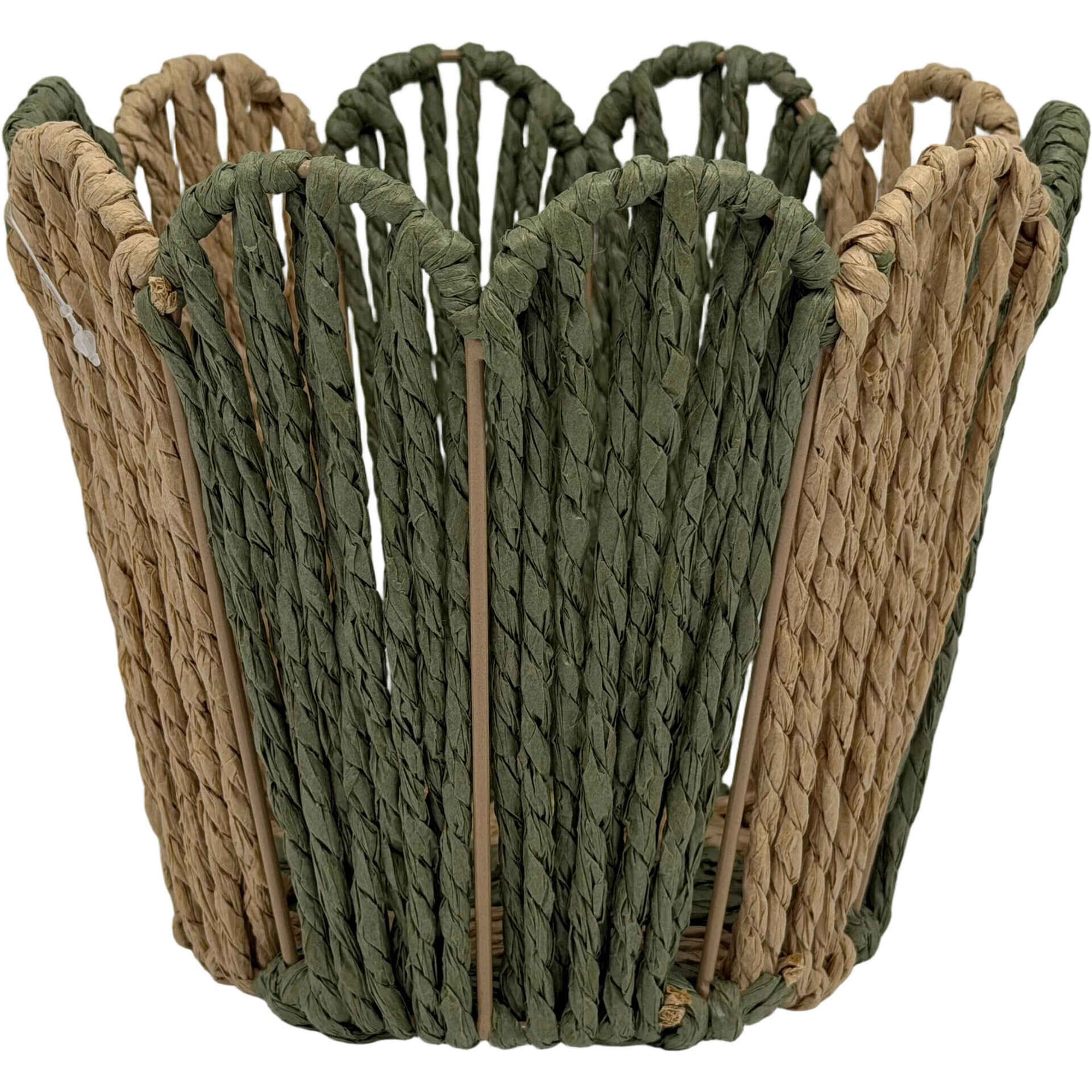 Cesto Alto Recortado 20x17cm Riscas Verdes Kasa