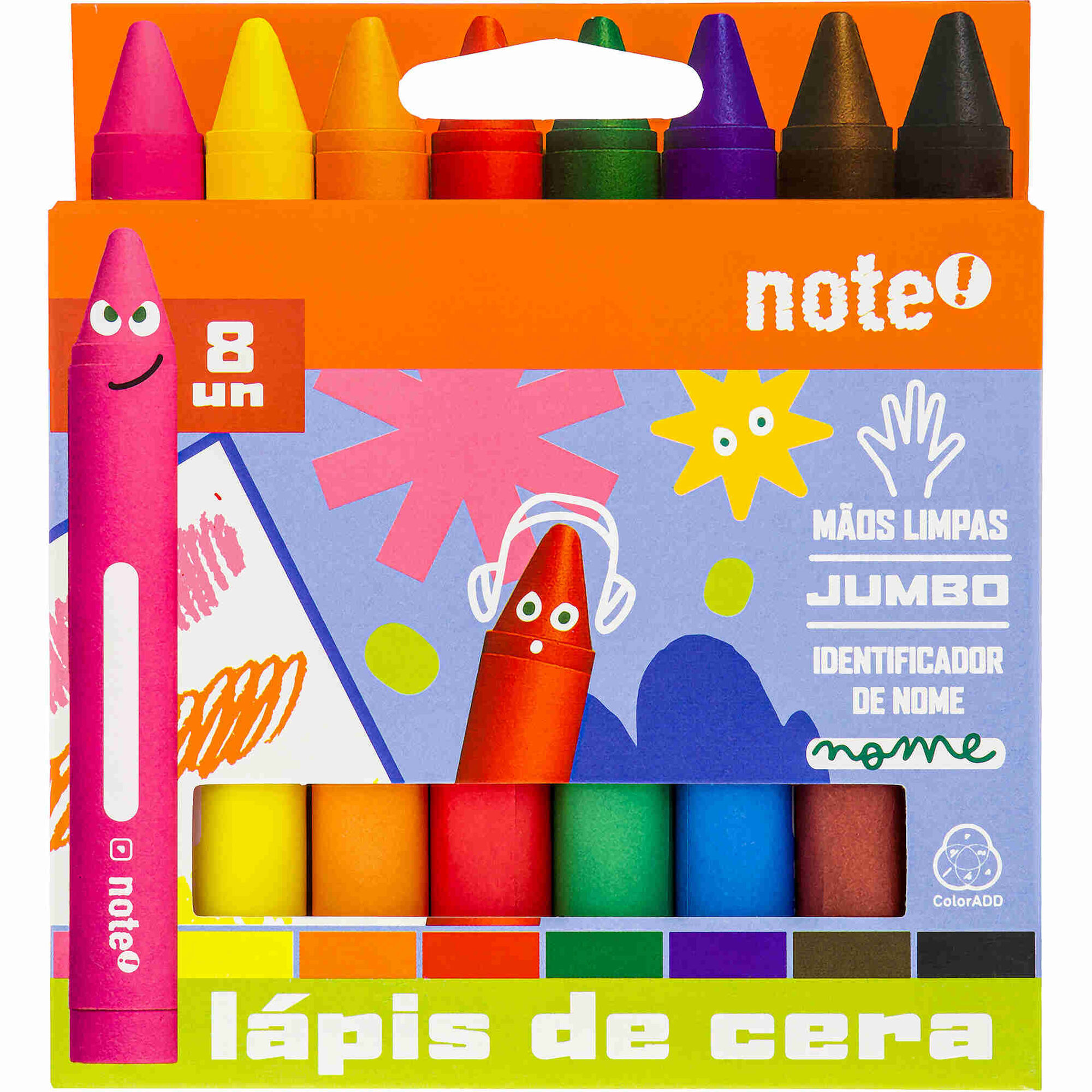 Conjunto 8 L&aacute;pis de Cera Triangular Note!