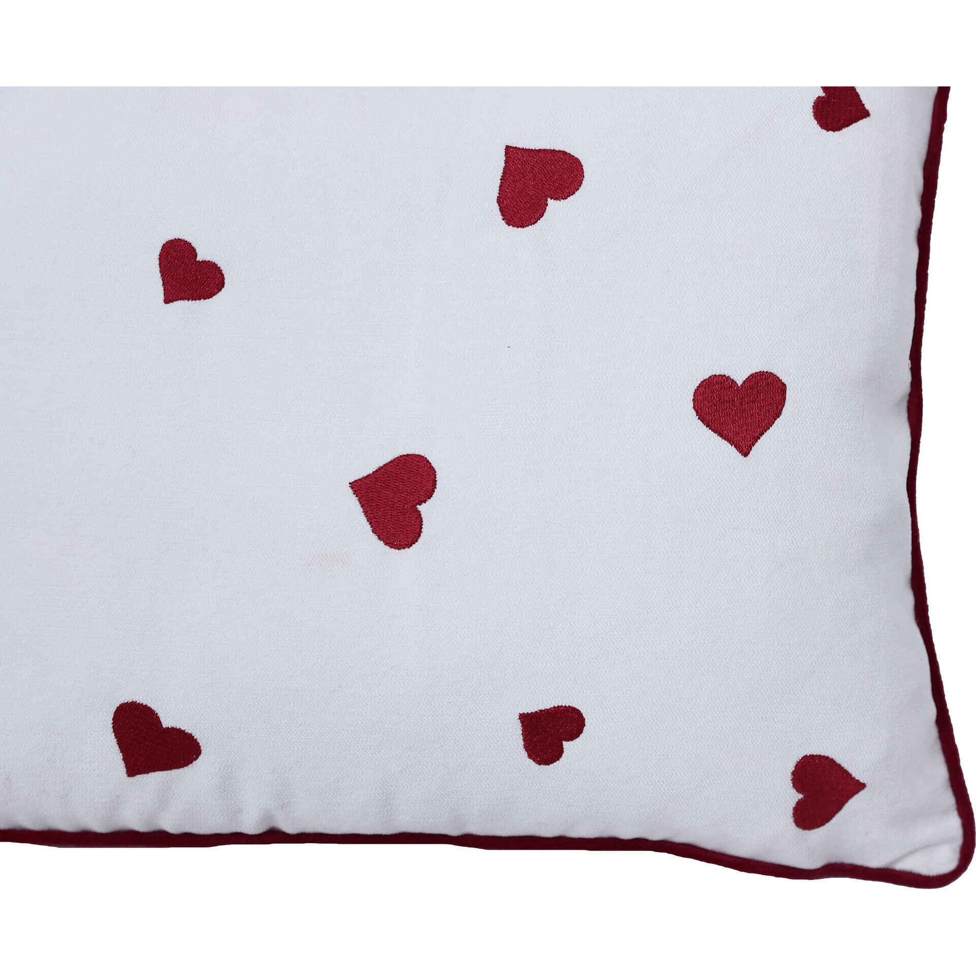 Almofada 30x50cm Branca com Cora&ccedil;&otilde;es Kasa