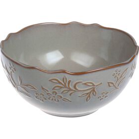 Ta&ccedil;a Redonda 20,5cm Flores Embossed Cinza