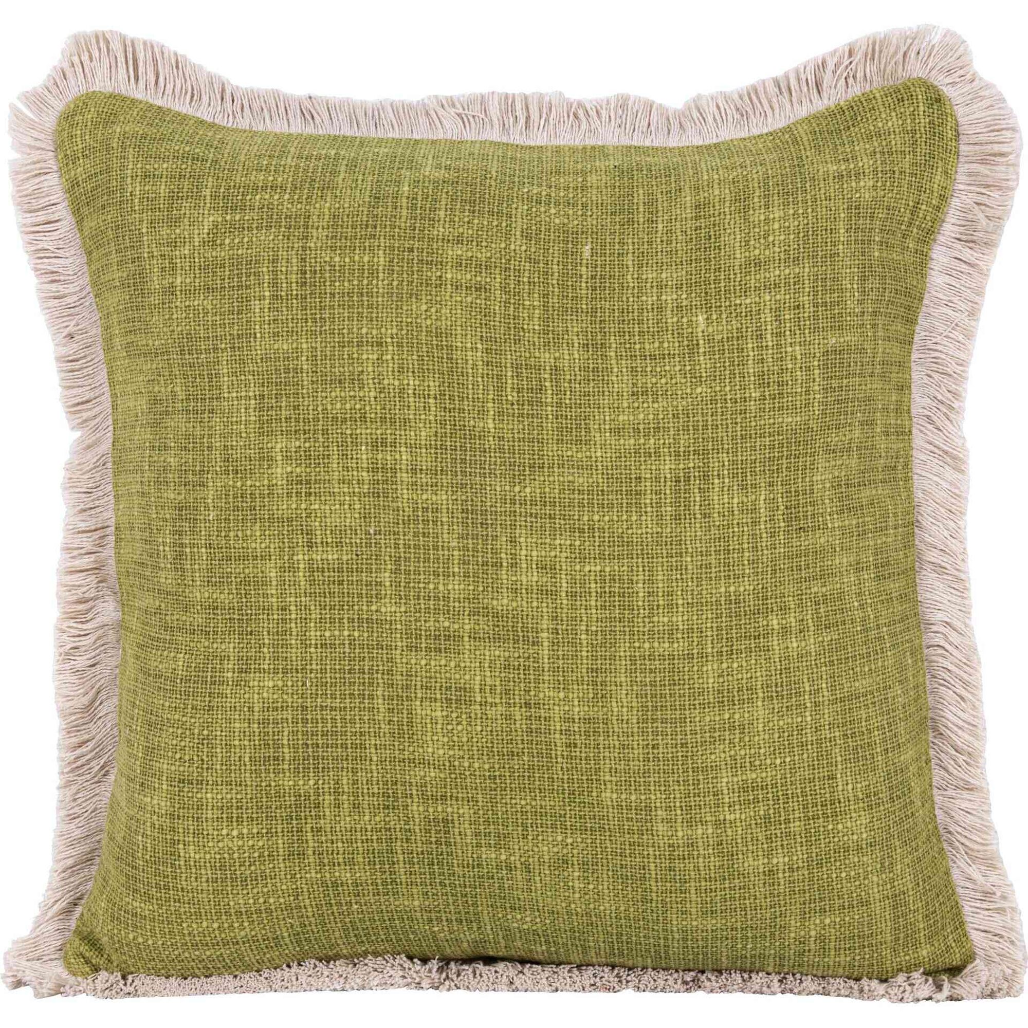 Almofada 45x45cm Lisa Verde com Franjas