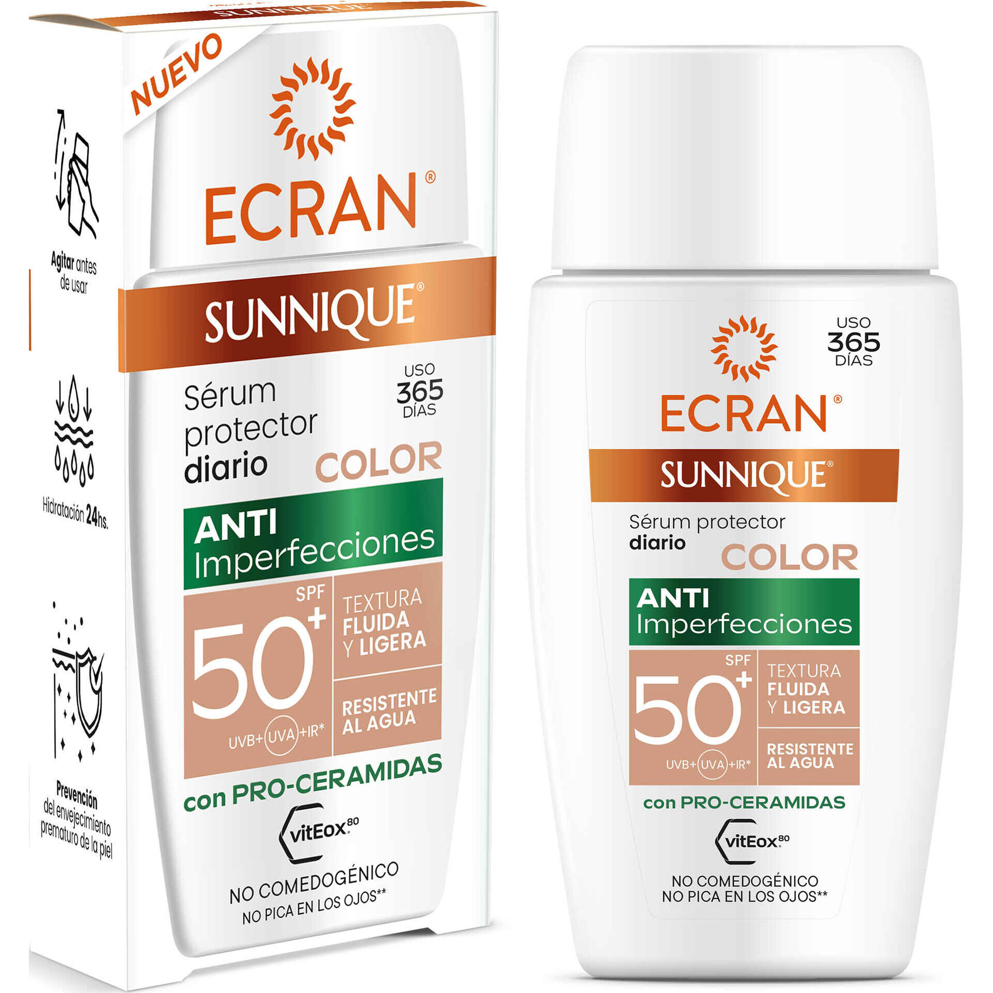 Protetor Solar Facial Anti-imperfei&ccedil;&otilde;es com cor FPS 50+ Ecran