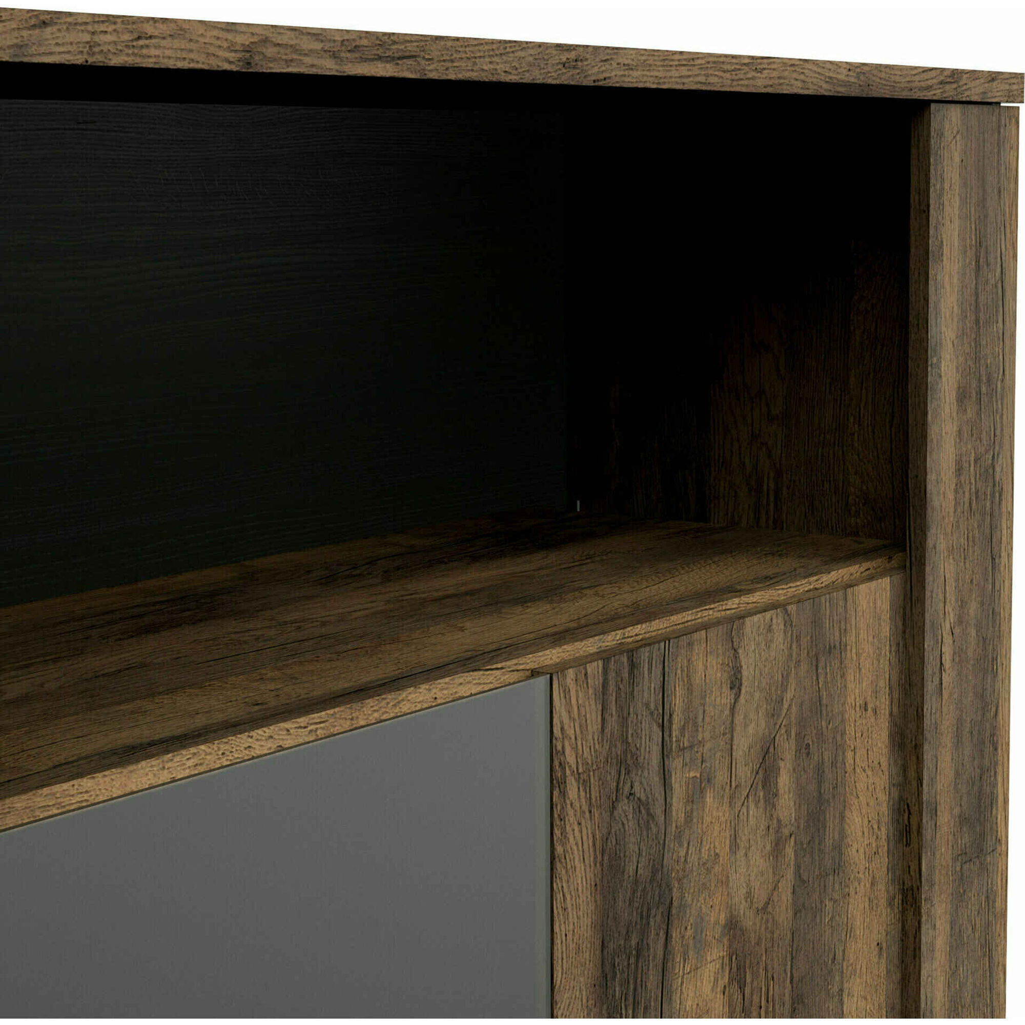 Móvel Alto com 1 Porta Vidro 114x40x176cm Carvalho Mónaco