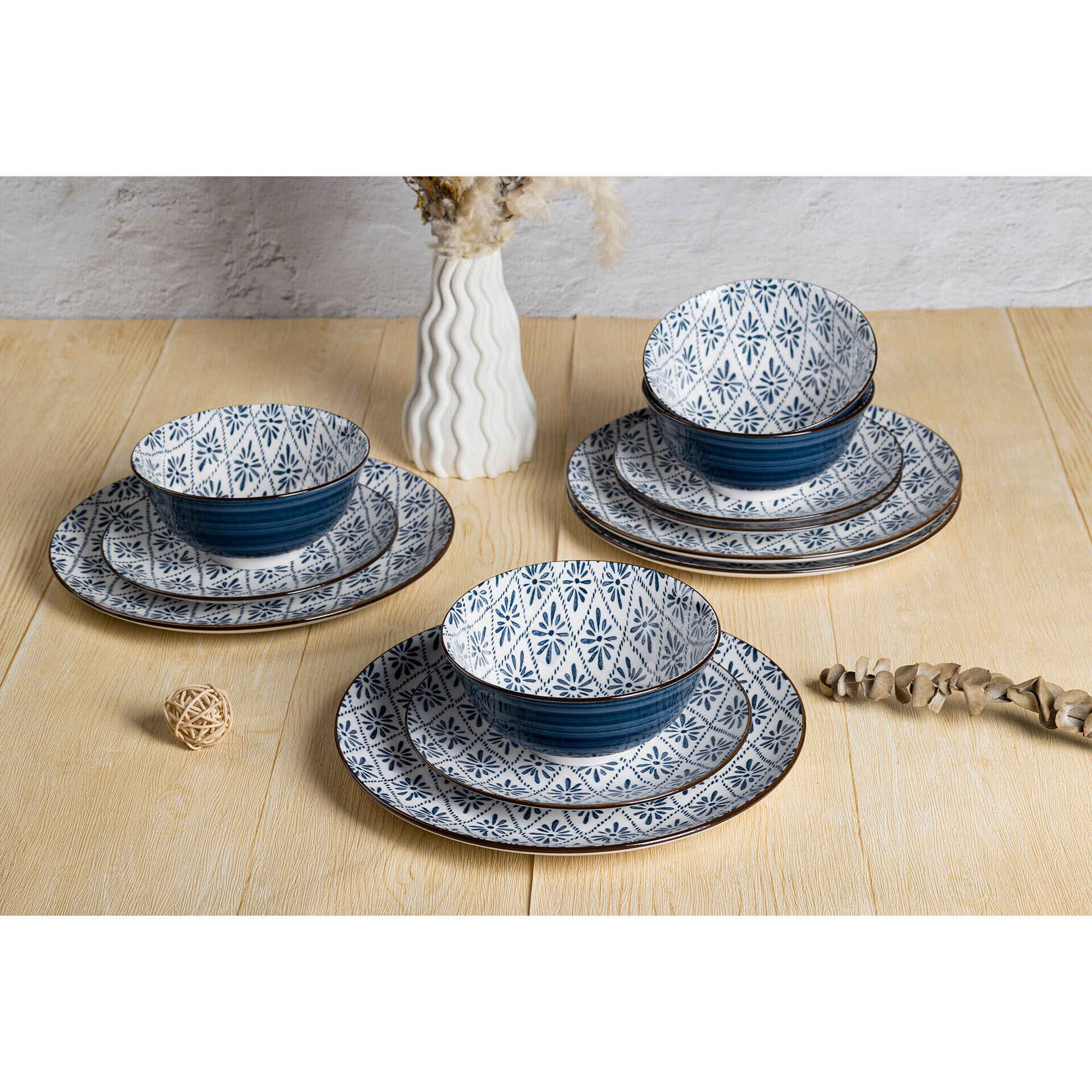 Servi&ccedil;o 4 Pessoas Porcelana Azul Kasa