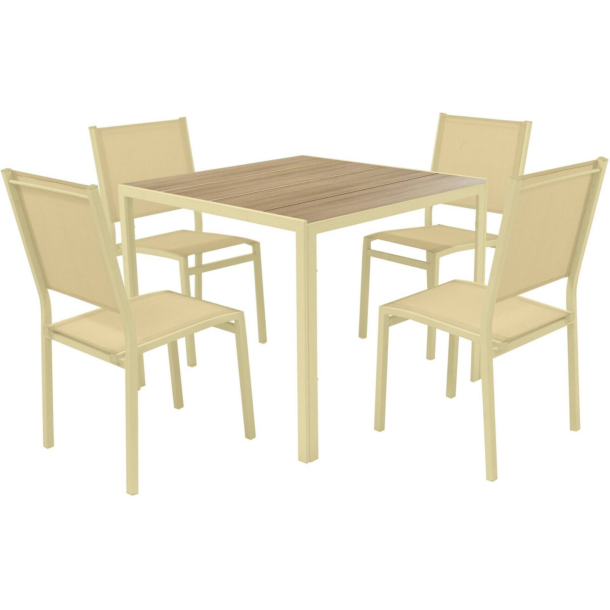 Conjunto de Mesa e 4 Cadeiras Metal Amarelo Kasa