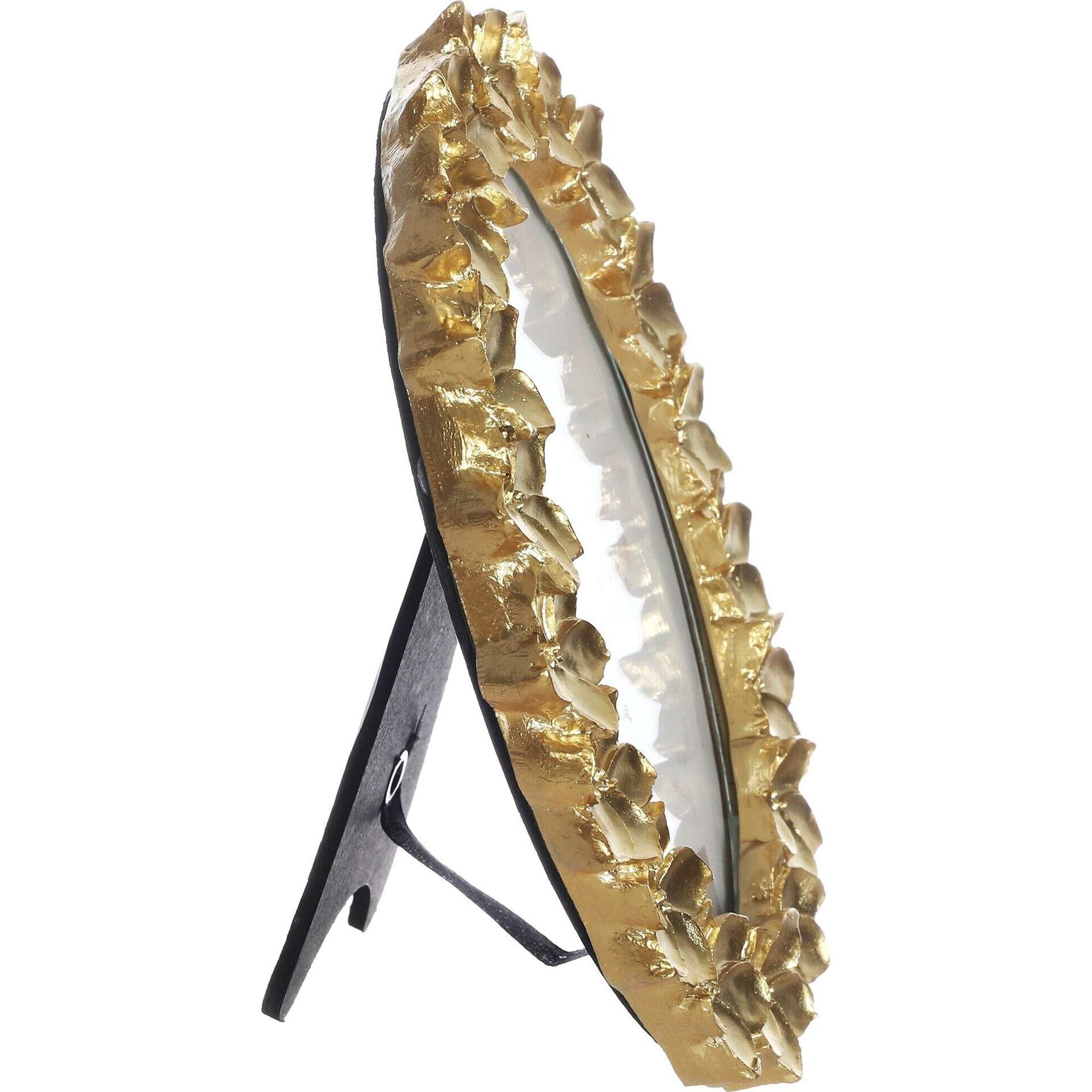 Moldura Oval 10x15cm Flores Dourada