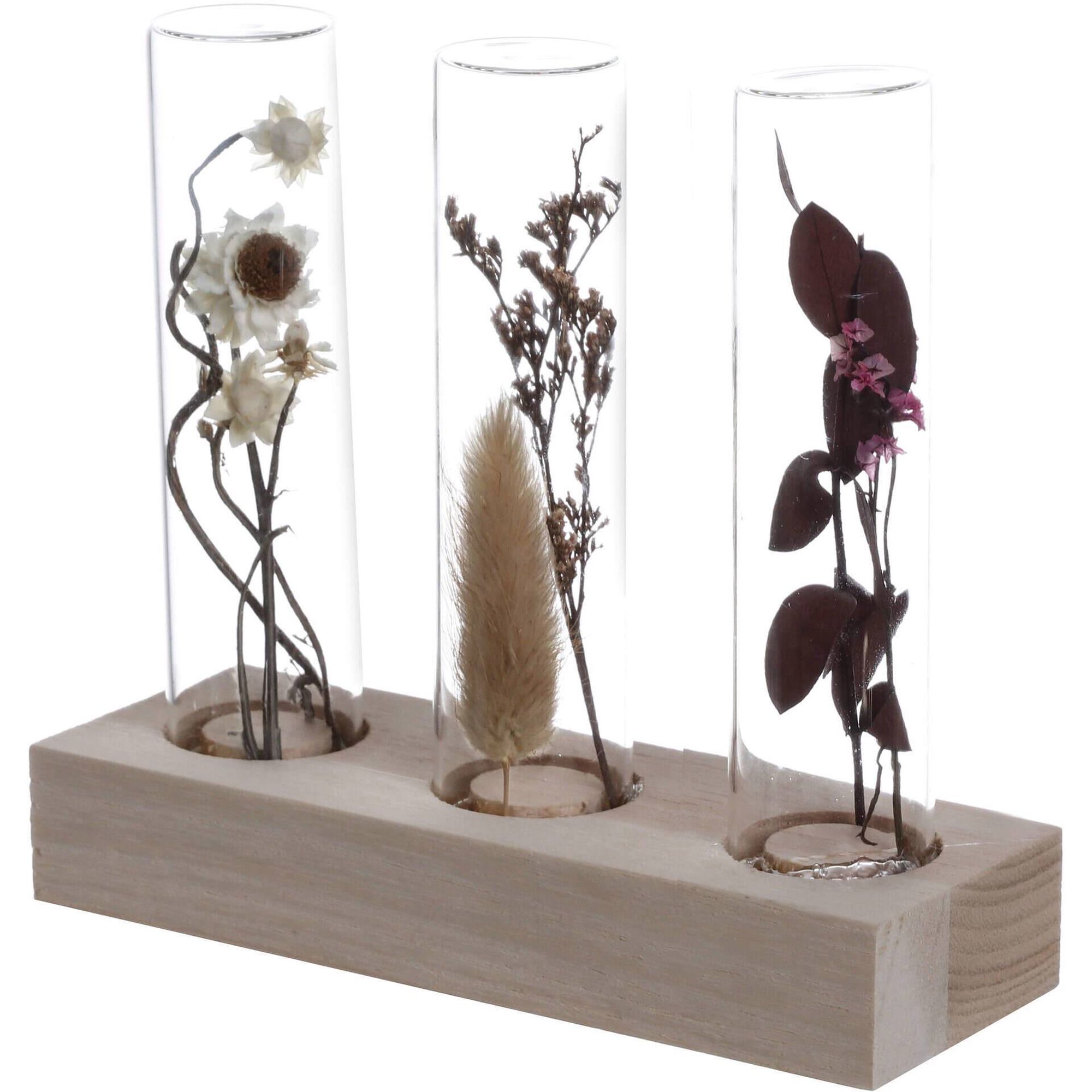 Base Madeira Tubos Flores Secas Kasa