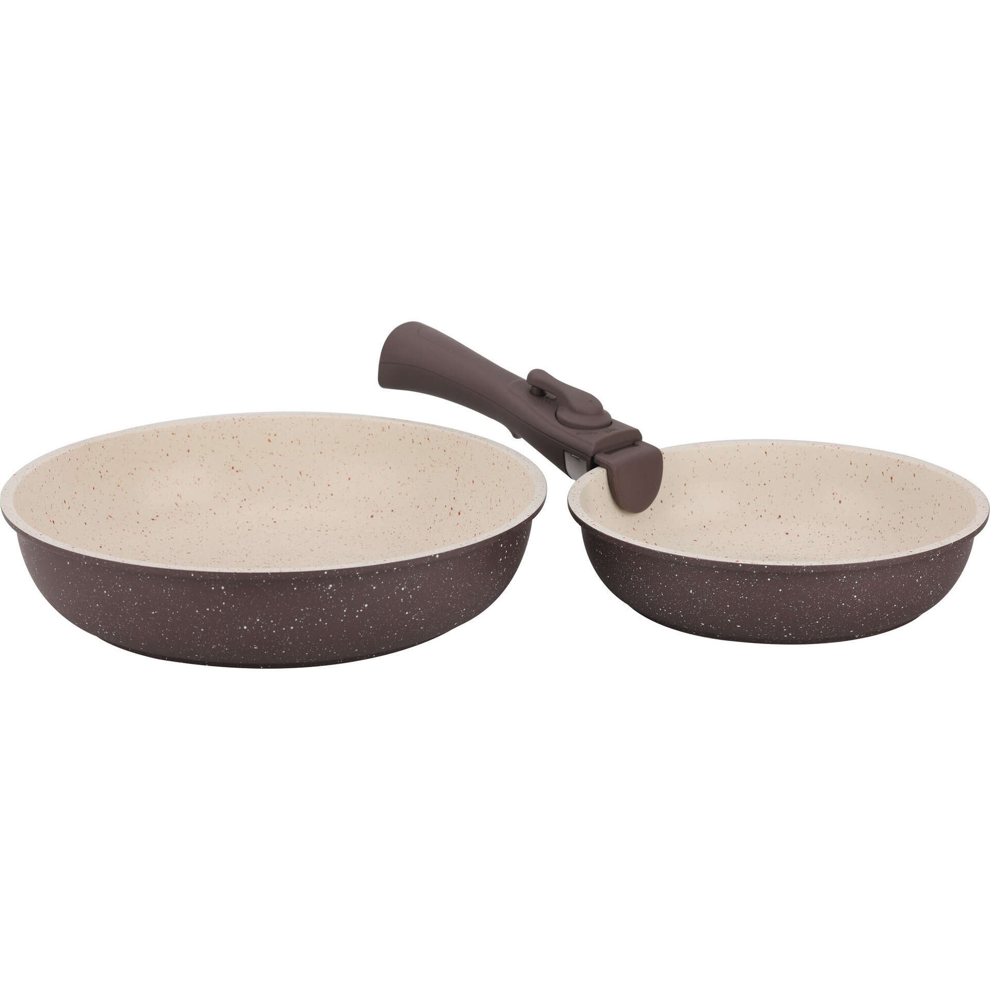 Conjunto Pega e 2 Frigideiras Antiaderente 20cm e 26cm Easy Click Conjunto Pega e 2 Frigideiras Antiaderente 20cm e 26cm Easy Click