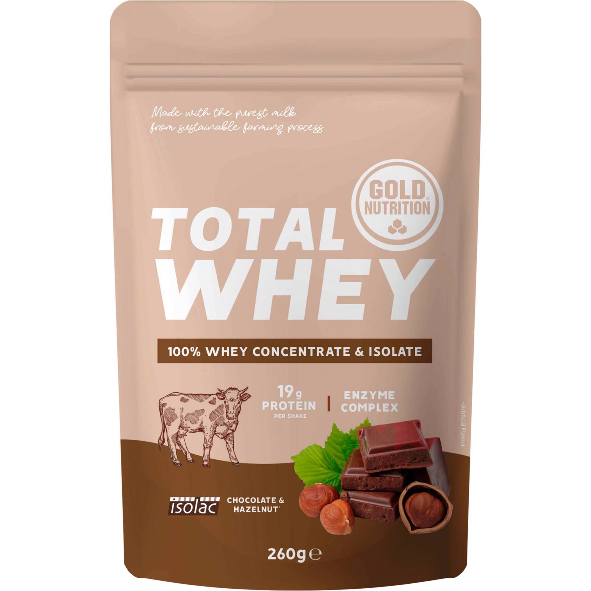 Prote&iacute;na Whey em P&oacute; Total Whey Chocolate e Avel&atilde; Gold Nutrition