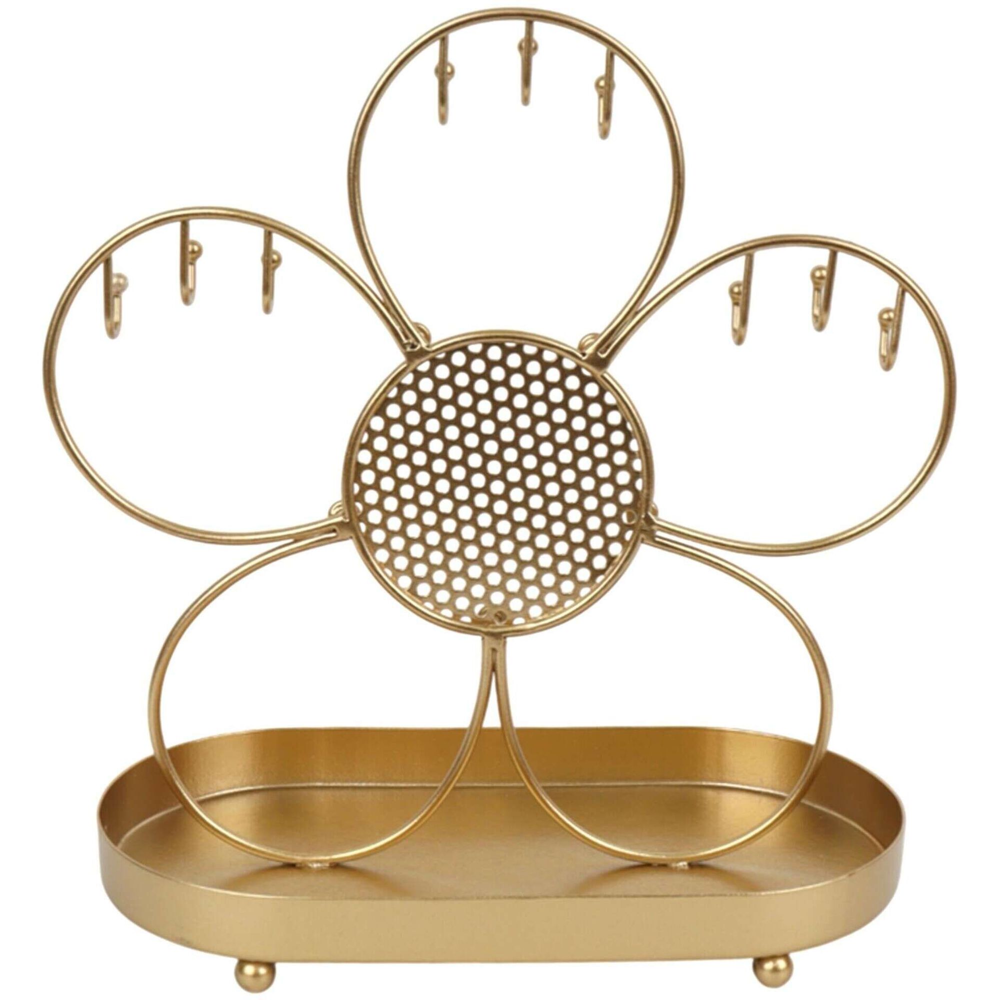 Porta-J&oacute;ias em Flor Dourado Kasa