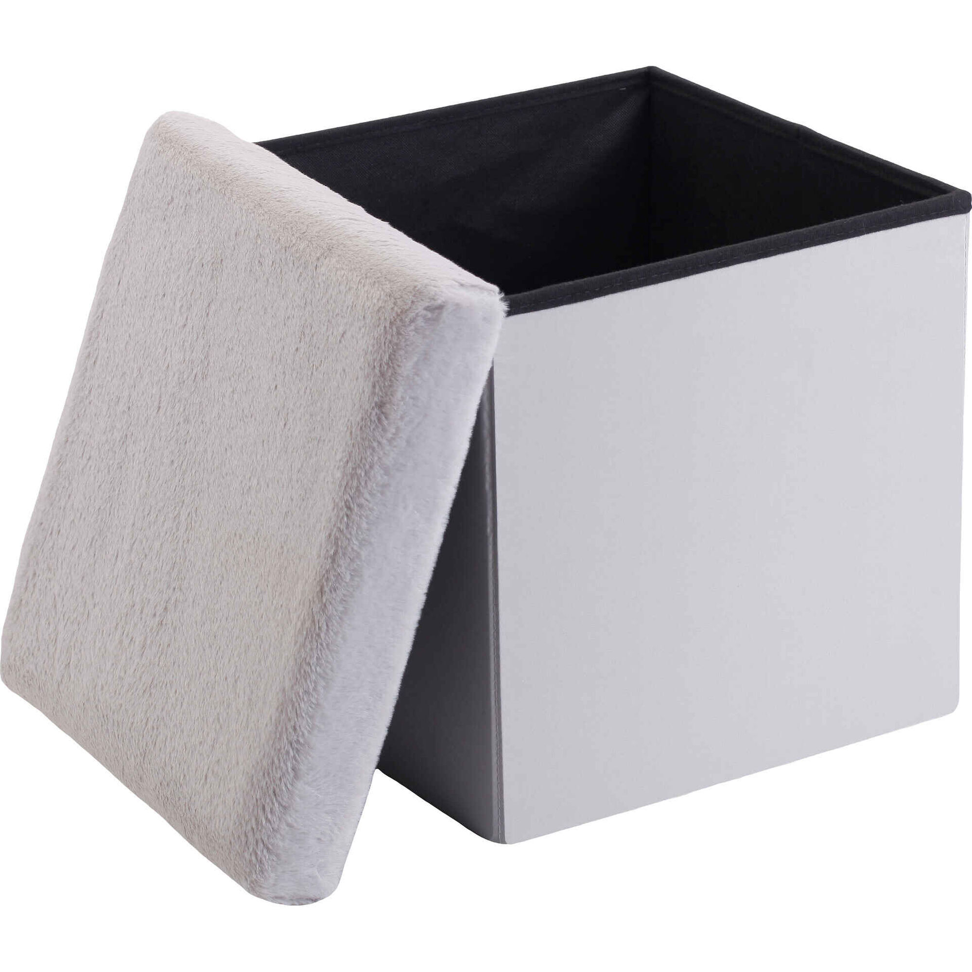 Banco de Arruma&ccedil;&atilde;o com Tampa 38x38x38cm Cinza Bazar&atilde;o