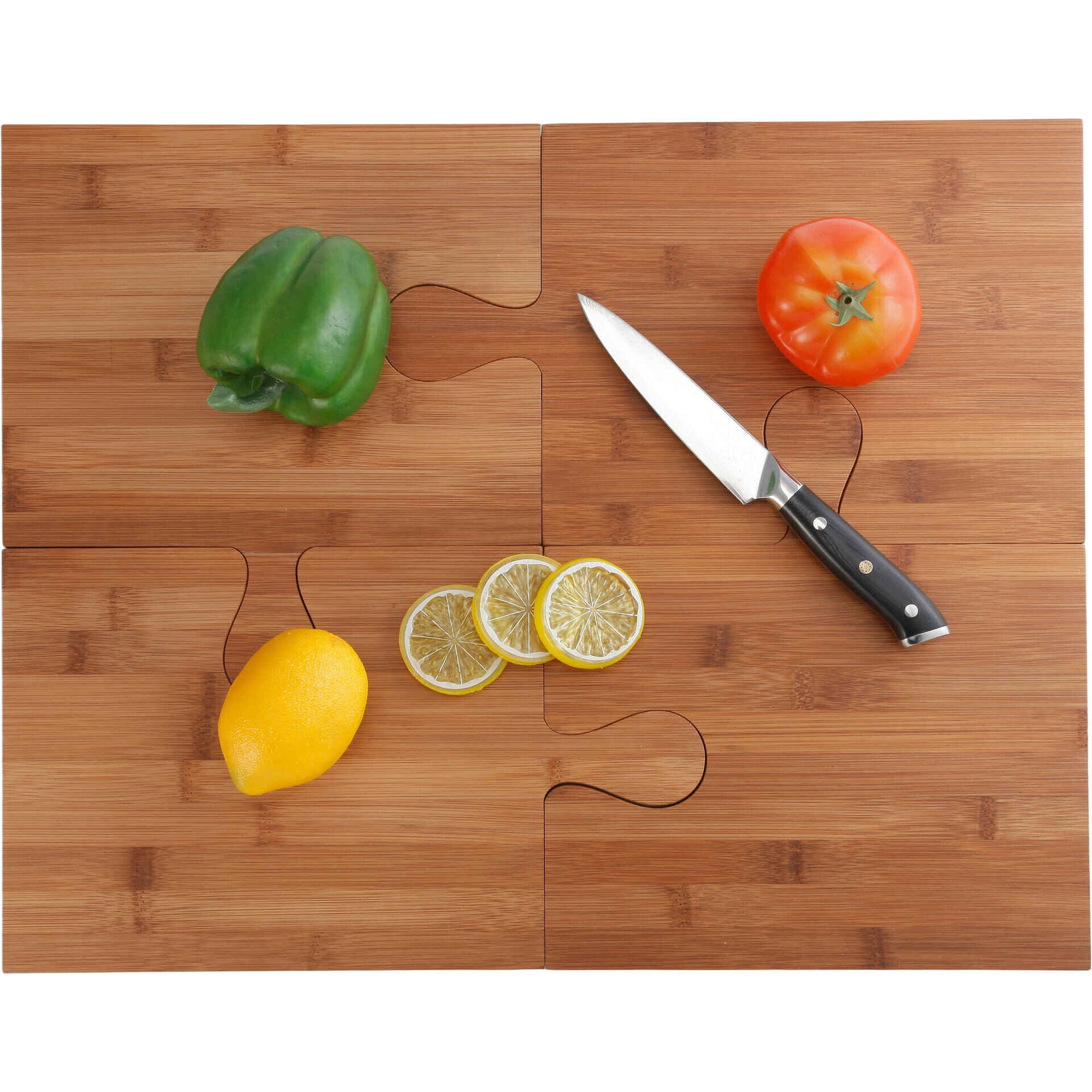 T&aacute;bua Puzzle com 4 Pe&ccedil;as Bambu Bazar&atilde;o