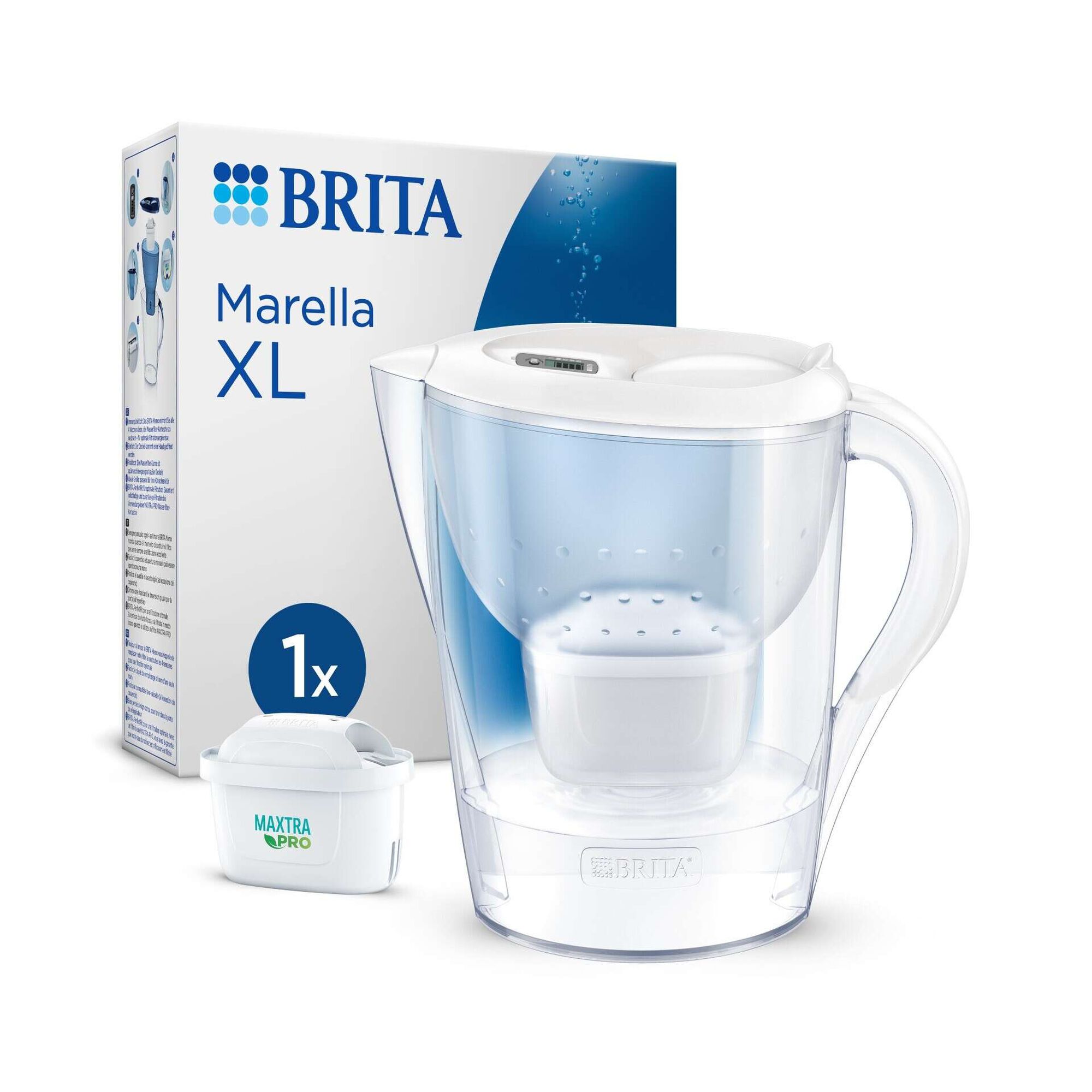 Conjunto Jarro de Filtrar 3,5L Marella Branco e 1 Filtro Maxtra Pro All-In-1 Brita